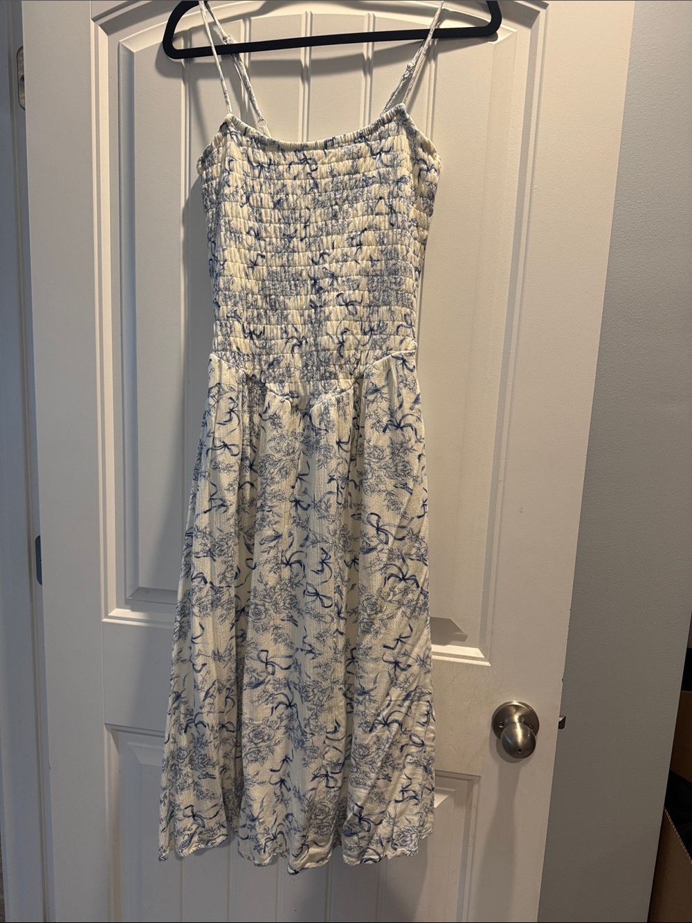 Thirty/Thirty White and Blue Floral Smocked Sundress